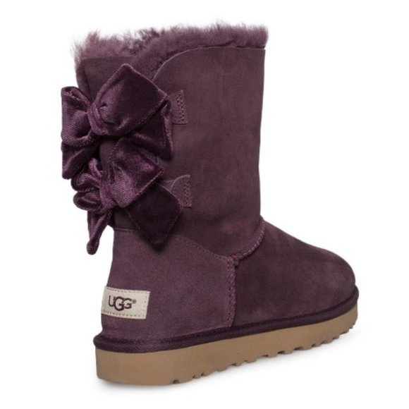 UGG BAILEY BOW II VELVET RIBBON PORT BOOTS - Picture 1 of 6